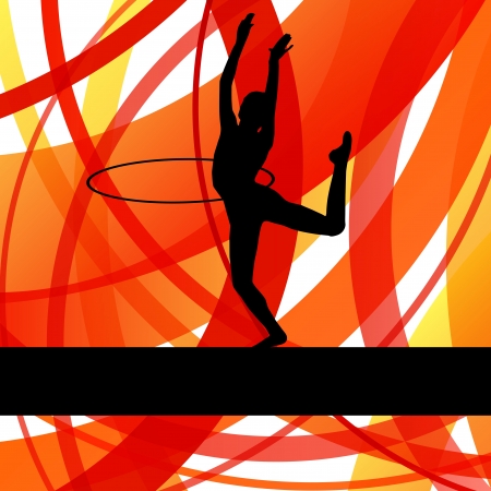 Rhythmic gymnastic background woman with hoop ring vector for posterのイラスト素材