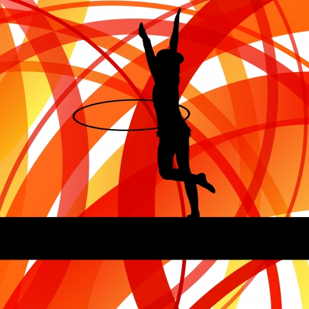 Rhythmic gymnastic background woman with hoop ring vector for posterのイラスト素材