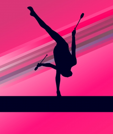 Rhythmic Gymnastics woman with clubs vector background conceptのイラスト素材