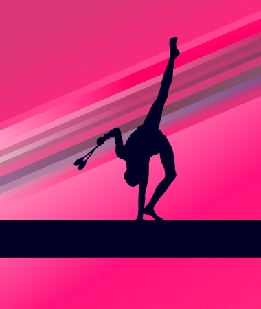 Rhythmic Gymnastics woman with clubs vector background conceptのイラスト素材