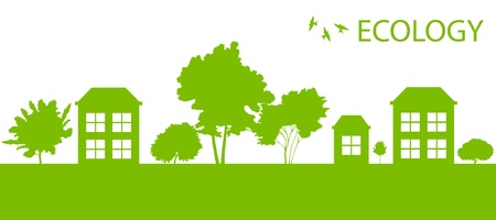 Green Eco city or village ecology vector background conceptのイラスト素材