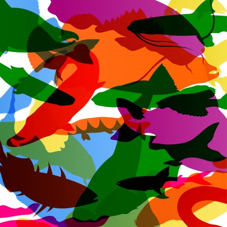 Fish colorful abstract pattern background illustration vectorのイラスト素材