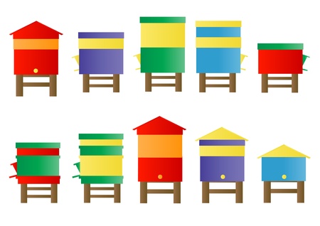 Bee hive background setのイラスト素材