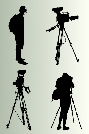 Cameraman silhouette backgroundのイラスト素材