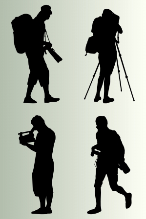 Cameraman silhouette background setのイラスト素材