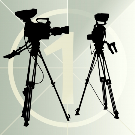 Digital video camera on the tripod and film countdown numberのイラスト素材