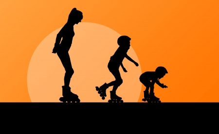 Family in roller skates background conceptのイラスト素材