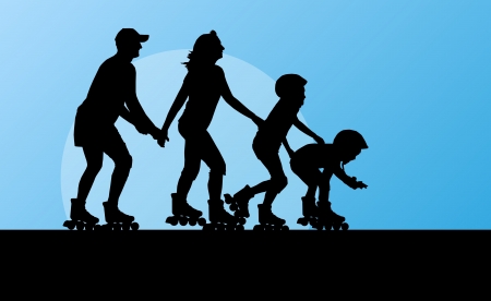 Family in roller skates background conceptのイラスト素材
