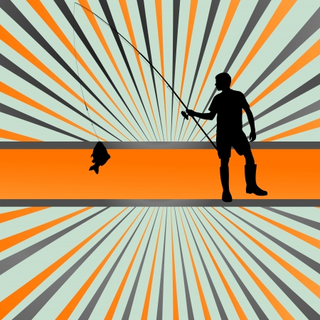 Fisherman in the morning background concept landscapeのイラスト素材