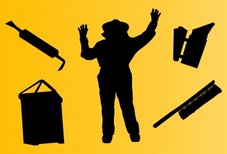 Beekeeper working equipment background set and toolsのイラスト素材