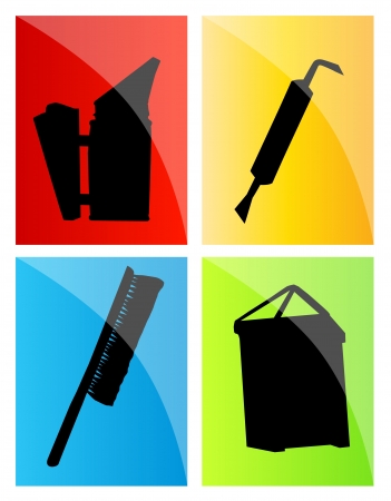 Beekeeper working equipment background setのイラスト素材
