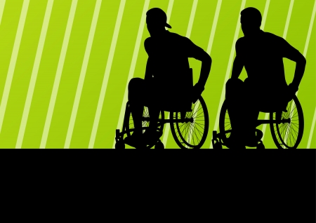 Active disabled man on a wheelchair detailed sport concept silhouette illustration backgroundのイラスト素材