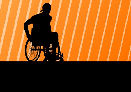 Active disabled man on a wheelchair detailed sport concept silhouette illustration background vectorの素材 [FY31020462536]