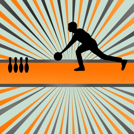 Bowling player silhouettes abstract background for posterのイラスト素材