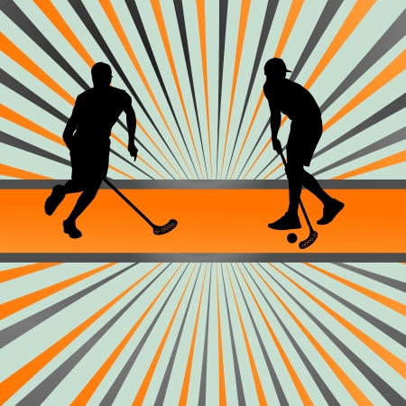 Floor ball player silhouette background abstract burst for posterのイラスト素材