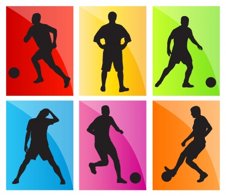 Soccer football player silhouette background set for posterのイラスト素材