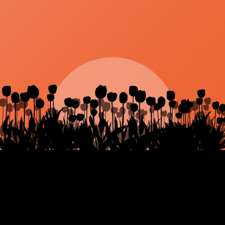 Tulips spring seasonal flower garden ecology conceptのイラスト素材