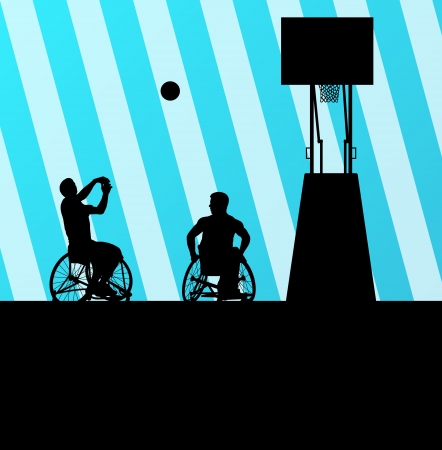 Man in wheelchair playing basketball, disabled person vector background conceptのイラスト素材
