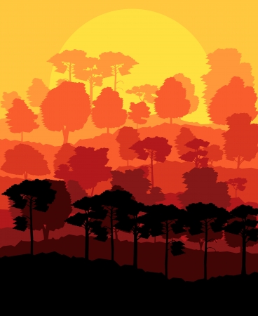 Mystical forest vector background landscape concept for posterのイラスト素材