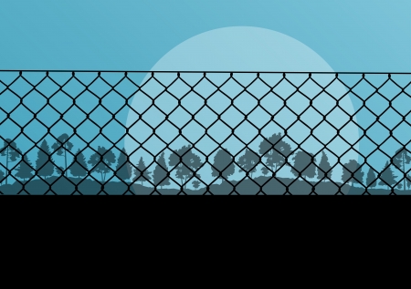 Wired fence and forest vector abstract background concept for posterのイラスト素材