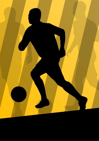 Soccer football players active sport silhouettes vector background illustrationのイラスト素材