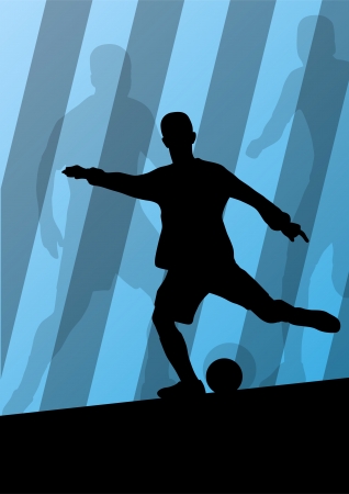 Soccer football players active sport silhouettes vector background illustrationのイラスト素材