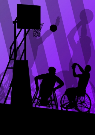 Basketball players active sport silhouettes vector background illustrationのイラスト素材