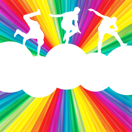 Dancing silhouettes vector background concept with ink splashesのイラスト素材