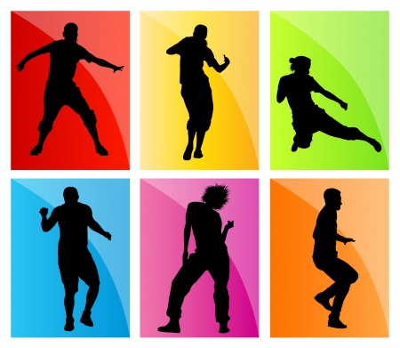 Dancing silhouettes set vector background conceptのイラスト素材