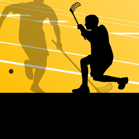 Floor ball players active sports silhouettes background illustration vectorのイラスト素材