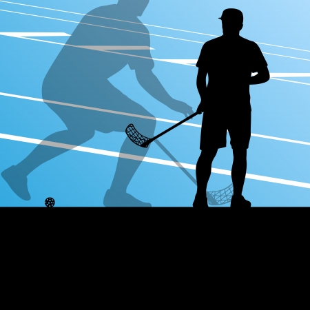 Floor ball players active sports silhouettes background illustration vectorのイラスト素材