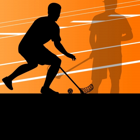 Floor ball players active sports silhouettes background illustration vectorのイラスト素材