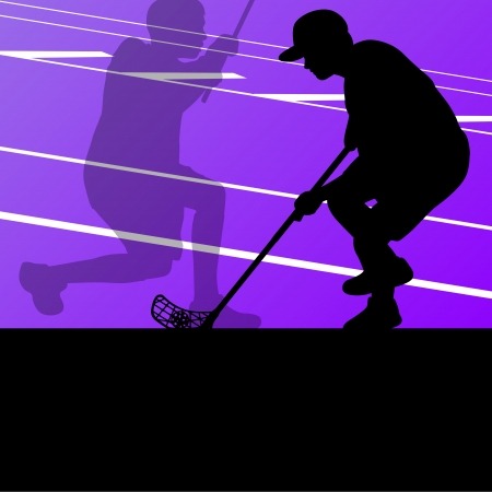 Floor ball players active sports silhouettes background illustration vectorのイラスト素材