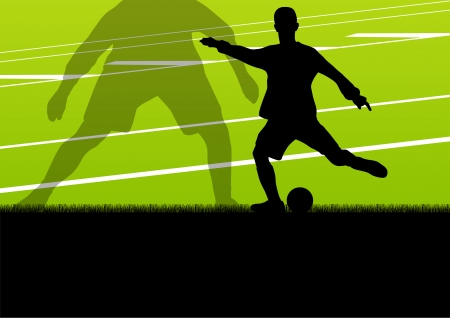 Soccer football players active sport silhouettes vector background illustrationのイラスト素材