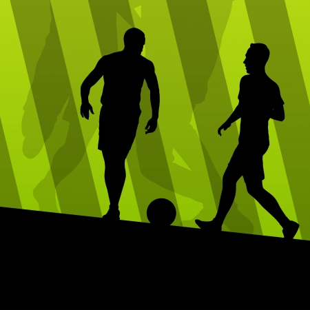 Soccer football players active sport silhouettes vector background illustrationのイラスト素材