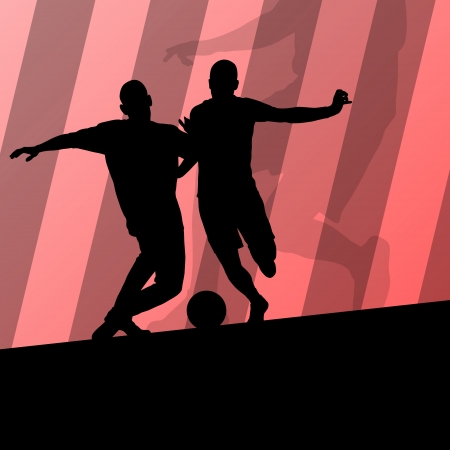 Soccer football players active sport silhouettes vector background illustrationのイラスト素材