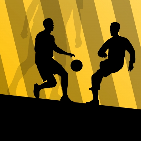 Soccer football players active sport silhouettes vector background illustrationのイラスト素材