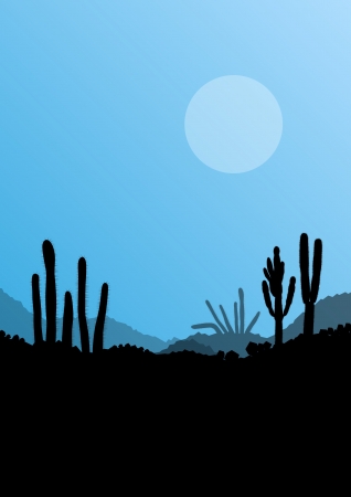Desert cactus plants wild nature landscape illustration background vectorのイラスト素材
