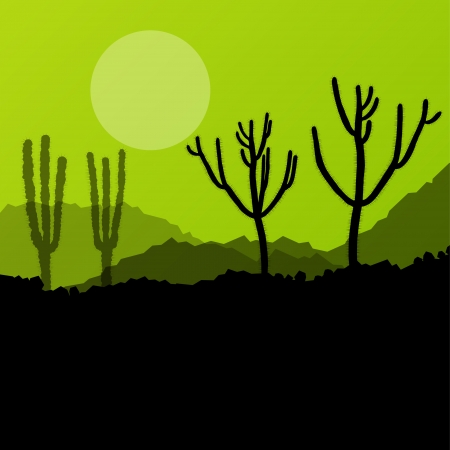 Desert cactus plants wild nature landscape illustration background vectorのイラスト素材
