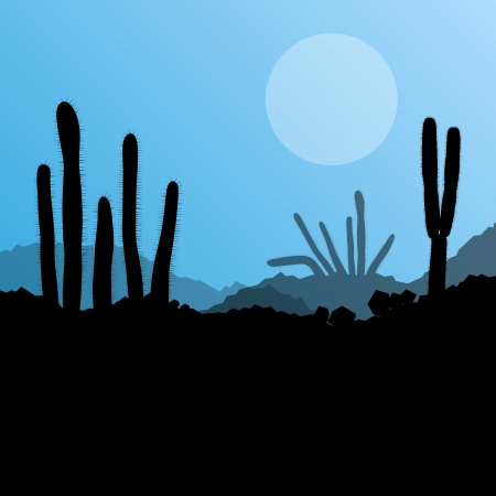 Desert cactus plants wild nature landscape illustration background vectorのイラスト素材