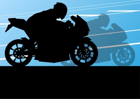 Sport motorbike riders and motorcycles silhouettes illustration background vectorのイラスト素材