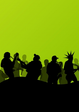 Rock concert various musicians abstract landscape background illustration vectorのイラスト素材