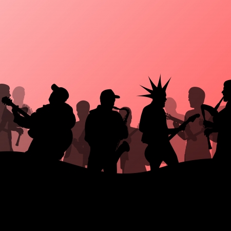 Rock concert various musicians abstract landscape background illustration vectorのイラスト素材