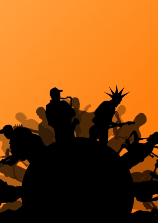 Rock concert various musicians abstract landscape background illustration vectorのイラスト素材