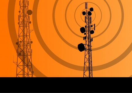 Telecommunications radio tower or mobile phone base station concept background vectorのイラスト素材