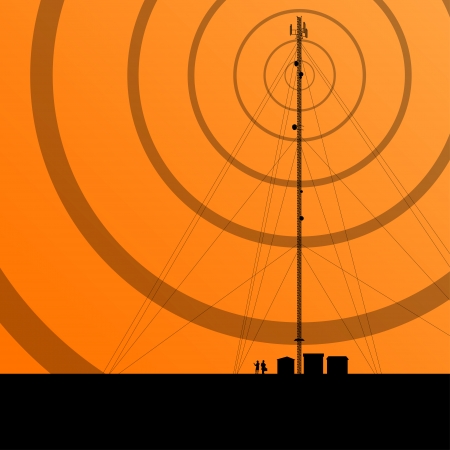 Telecommunications radio tower or mobile phone base station concept background vectorのイラスト素材