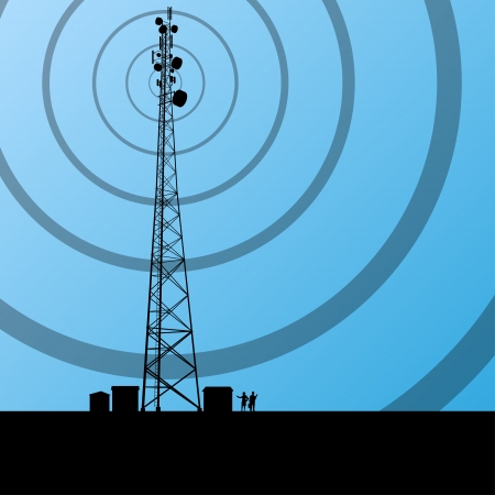 Telecommunications radio tower or mobile phone base station concept background vectorのイラスト素材