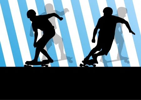 Active skateboarders detailed sport concept silhouette illustration background vectorのイラスト素材