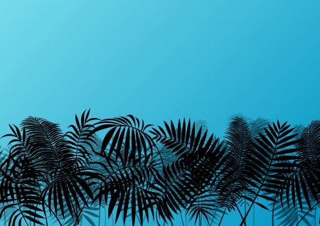 Palm tree silhouettes wild nature landscape background illustration vector for posterのイラスト素材