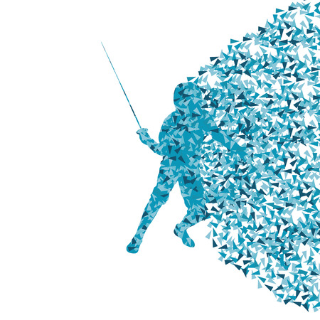 Fencing man sport silhouette vector background concept made of fragments for posterのイラスト素材